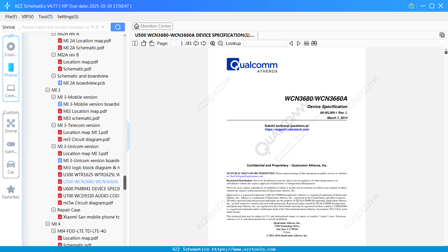 Xiaomi U500 WCN3680-WCN3660A DEVICE SPECIFICATION(1)